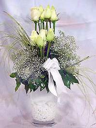  İstanbul Üsküdar online çiçek gönderme sipariş  9 adet vazoda beyaz gül - sevdiklerinize çiçek seçimi