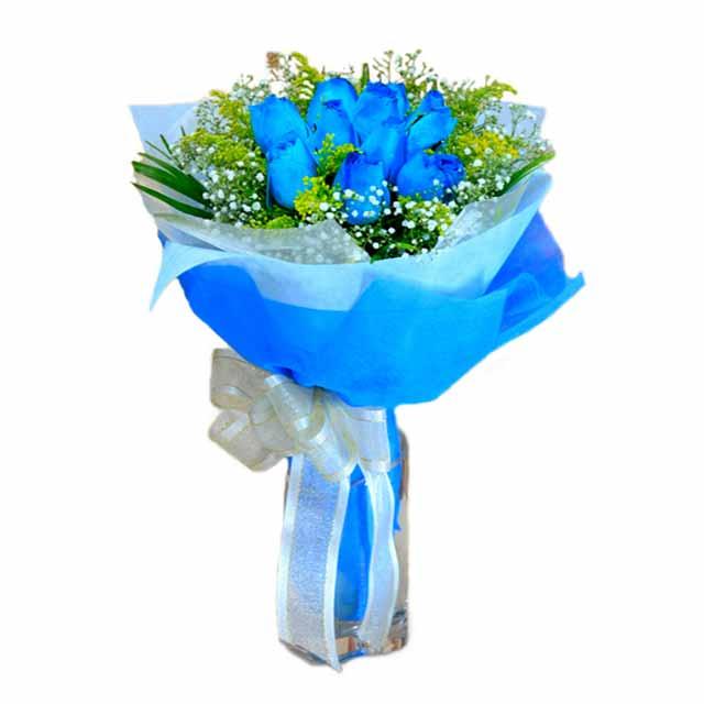 7 adet mavi gül buketi  İstanbul Üsküdar çiçek , çiçekçi , çiçekçilik 
