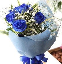 5 adet mavi gülden buket çiçeği  İstanbul Üsküdar çiçek satışı 