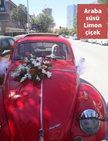 Gelin arabası süslemesi düğün arabası süs  İstanbul Üsküdar çiçek yolla 