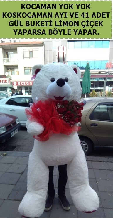 Koskocaman beyaz ayı ve 25 adet gül  İstanbul Üsküdar çiçek siparişi sitesi 
