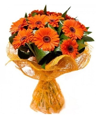11 adet turuncu gerbera buketi  İstanbul Üsküdar çiçekçiler 