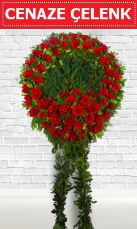 Kırmızı Çelenk Cenaze çiçeği  İstanbul Üsküdar İnternetten çiçek siparişi 
