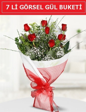 7 adet kırmızı gül buketi Aşk budur  İstanbul Üsküdar çiçek satışı 