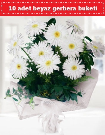 10 Adet beyaz gerbera buketi  İstanbul Üsküdar çiçek , çiçekçi , çiçekçilik 